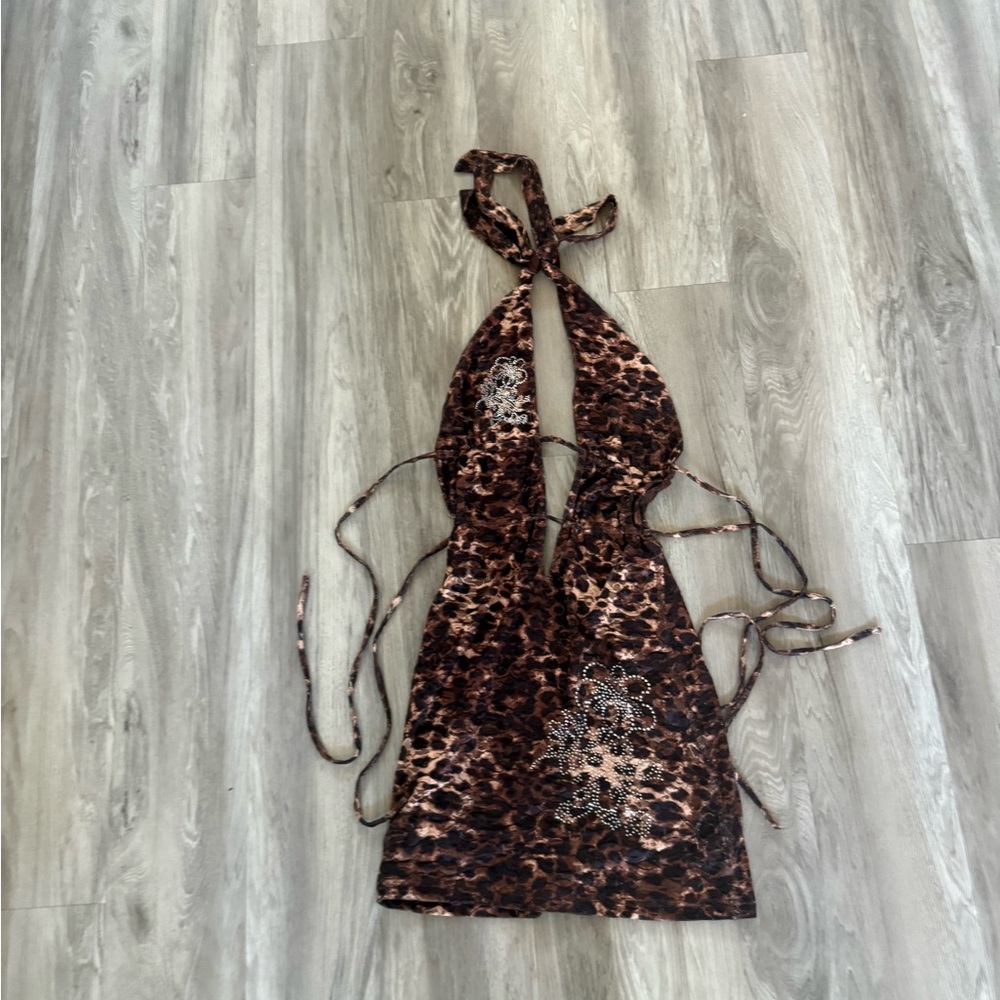 Leopard Print Halter Dress